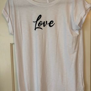 Christian Siriano White “Love” tee NWOT sz L